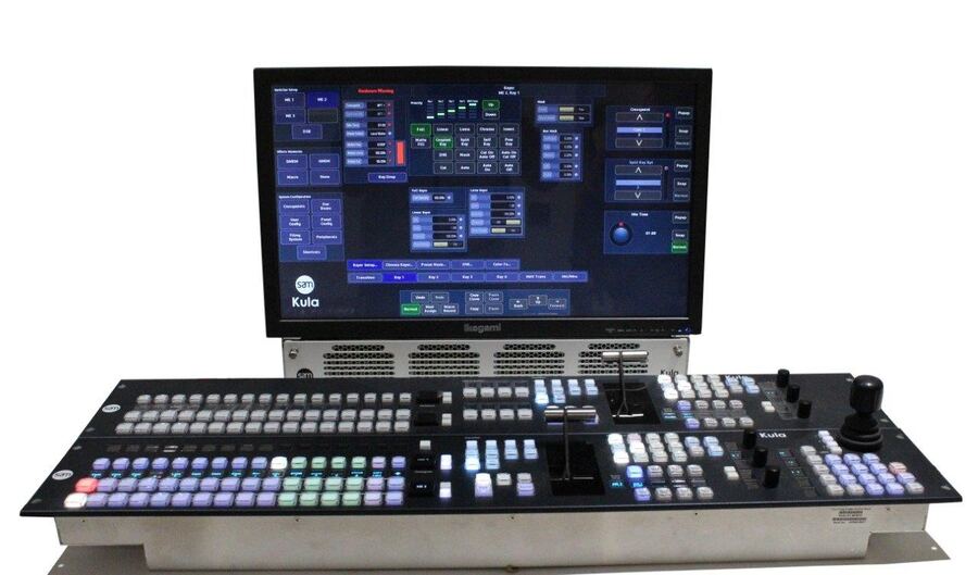 SAM Kula vision mixer panel with Ikegami monitor