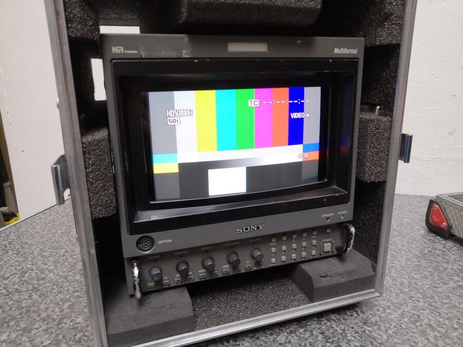 Sony broadcast monitor mounted in a flightcase