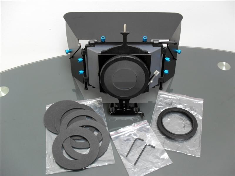 Camera matte box with filter rings